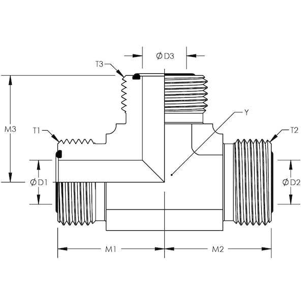 Male Flat Face O-Ring To Male Flat Face O-Ring To Male Flat Face O-Ring Union Tee